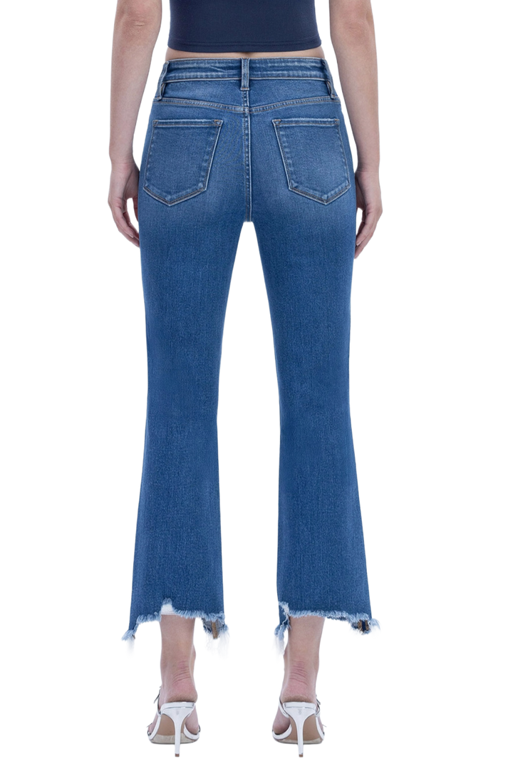 Vervet High Rise Distressed Hem Kick Flare Jeans