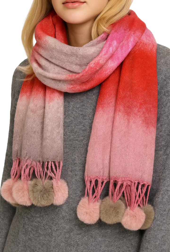 Color Block Scarf- Red