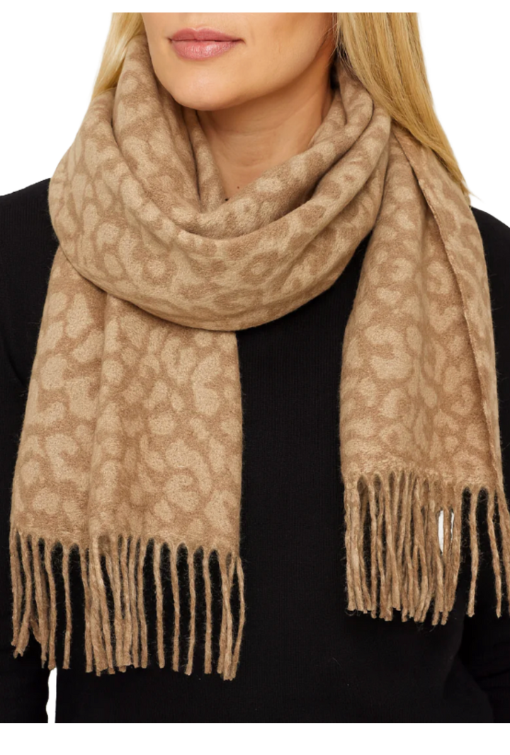 Leopard Print Scarf- Camel