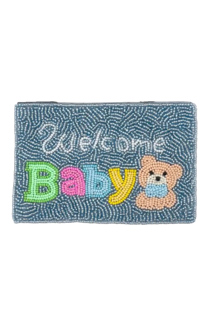 "Welcome Baby" Coin Purse- Blue