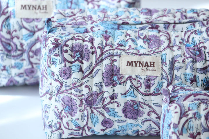 Periwinkle floral makeup bag-Choose from 3 Sizes