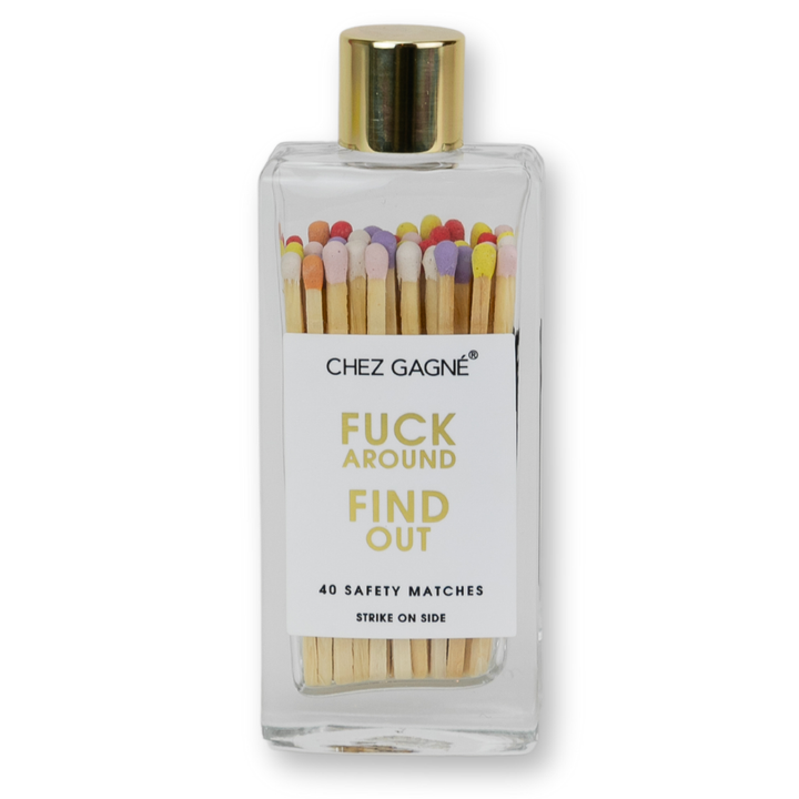 Fuck Around Find Out Glass Bottle Safety Matches - Rainbow/Multi