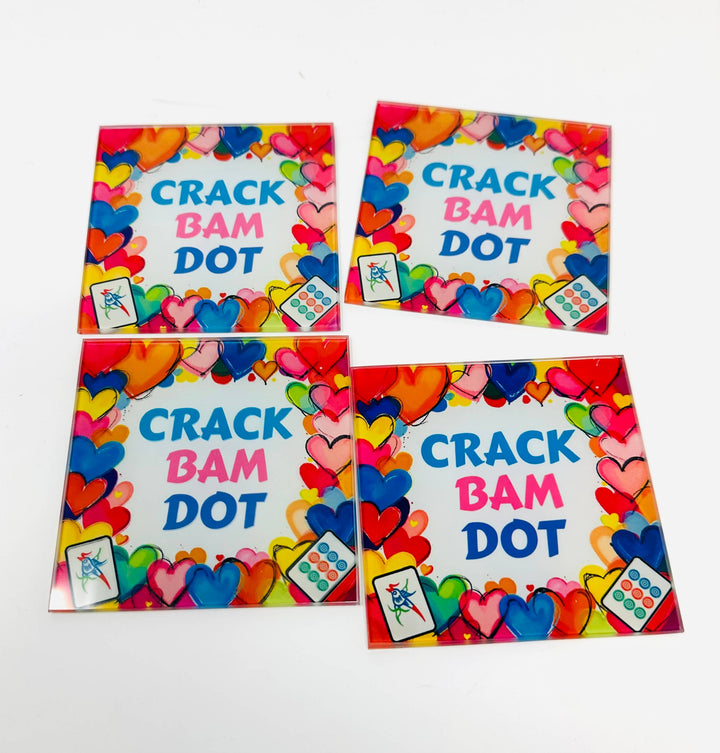 Crack Bam Dot Mahjong Hearts Coaster Set      