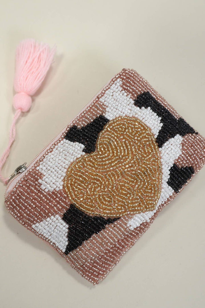 Beaded Coin Purse- Camo Heart
