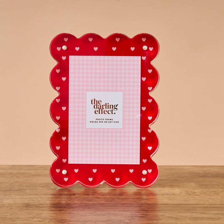 Rectangle Scalloped Acrylic Frame-Tiny Hearts
