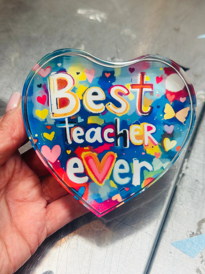 Best Teacher Gift  Crystal Heart Paperweight Table Decor  