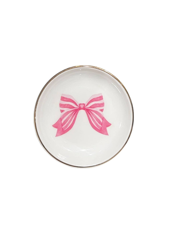 Coupe Ring Dish Pink Striped Bow