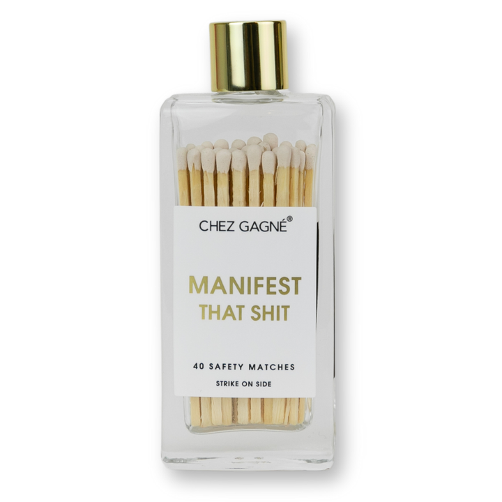 Manifest That Shit Matches - Glass Bottle Matchsticks - White
