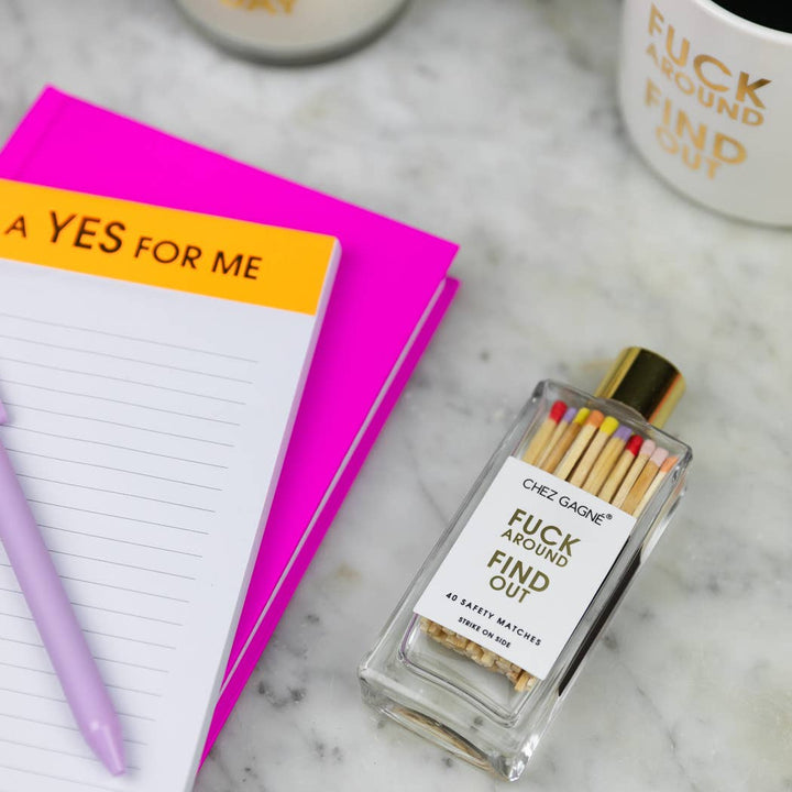 Fuck Around Find Out Glass Bottle Safety Matches - Rainbow/Multi