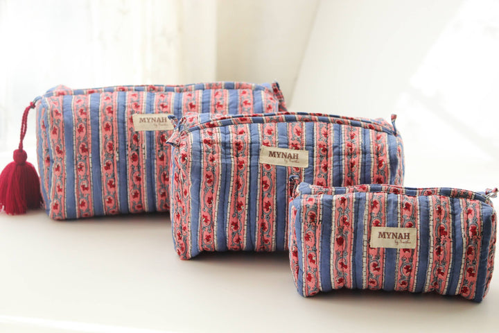 Nantucket stripes print Makeup Bag- Choose from 3 Sizes