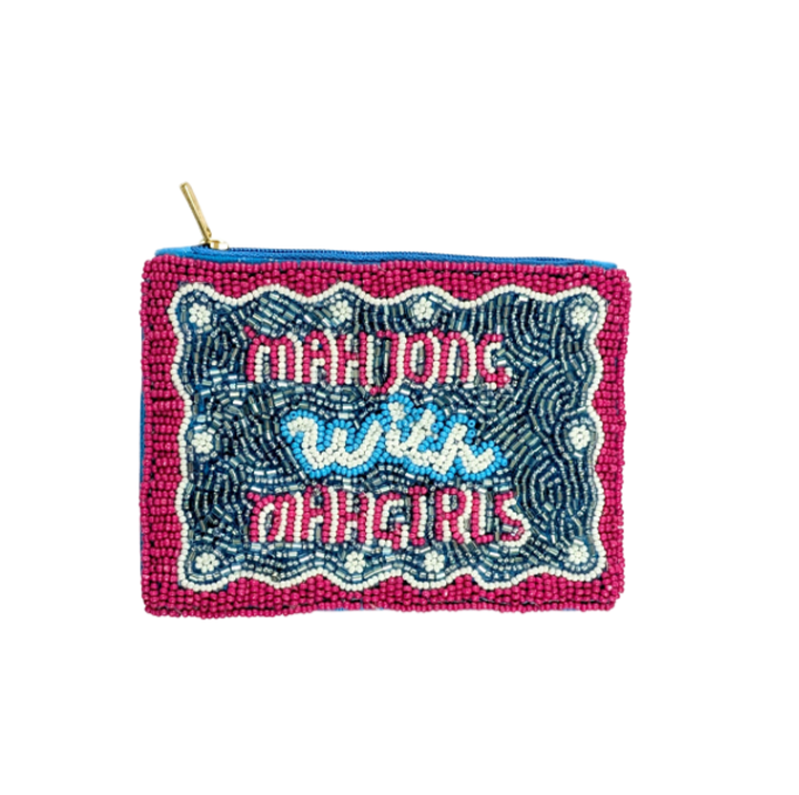 Mahjong With Mah Girls Beaded Coin Purse