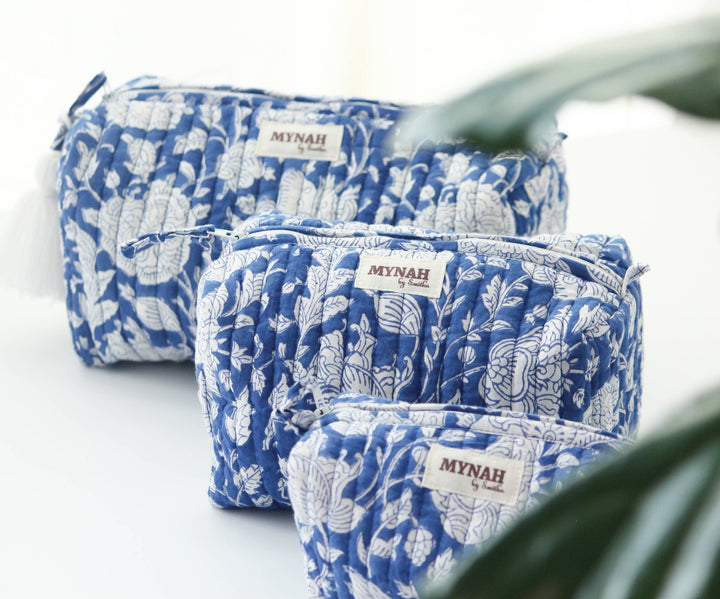 Hand block print Makeup Bag- Choose from 3 Sizes