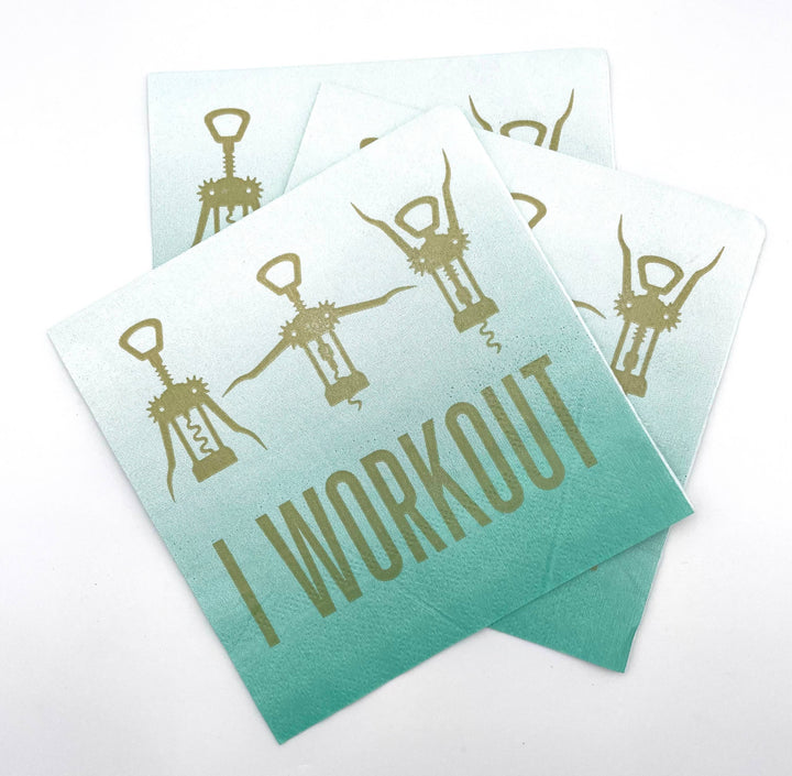 Funny Cocktail Napkins | I Workout - 20ct