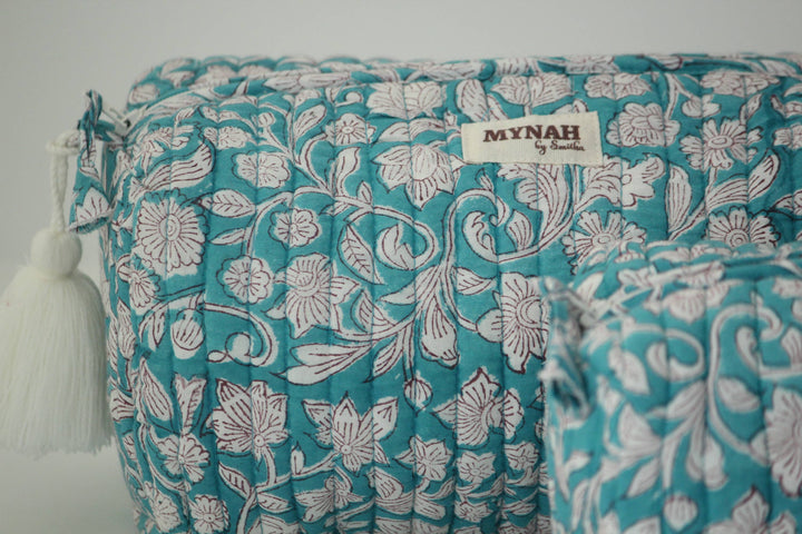 Teal thistle print Makeup Bag