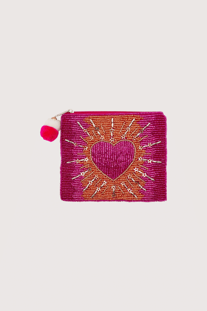 Shining Heart Beaded Pouch