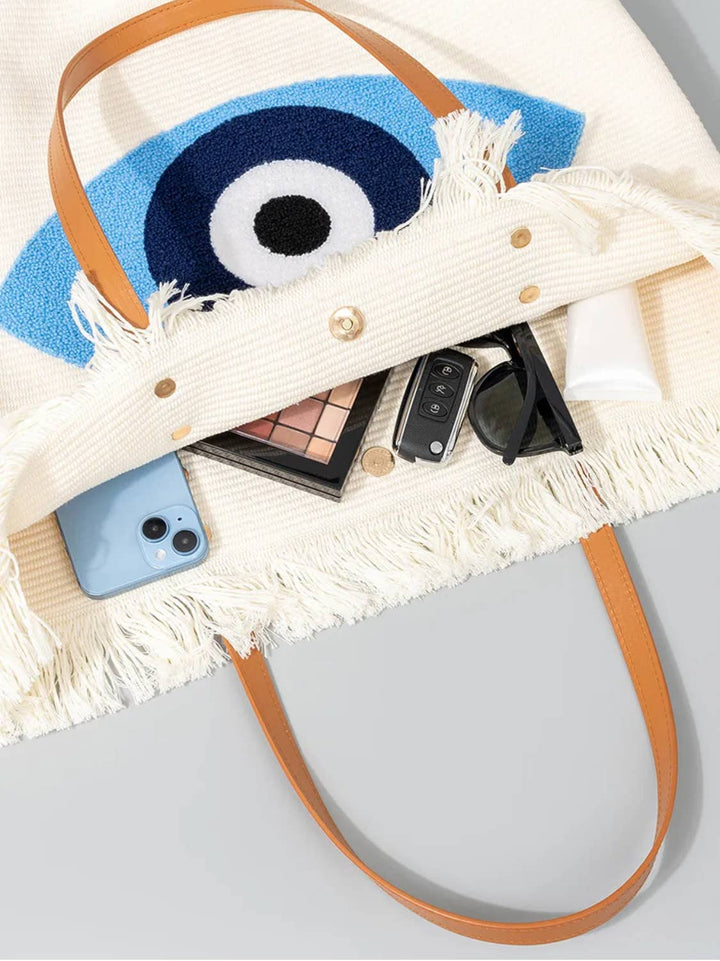 Evil Eye Embroidered Tote Bag