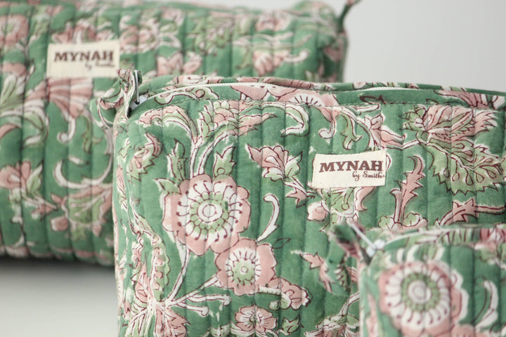 Green floral print Makeup Bag