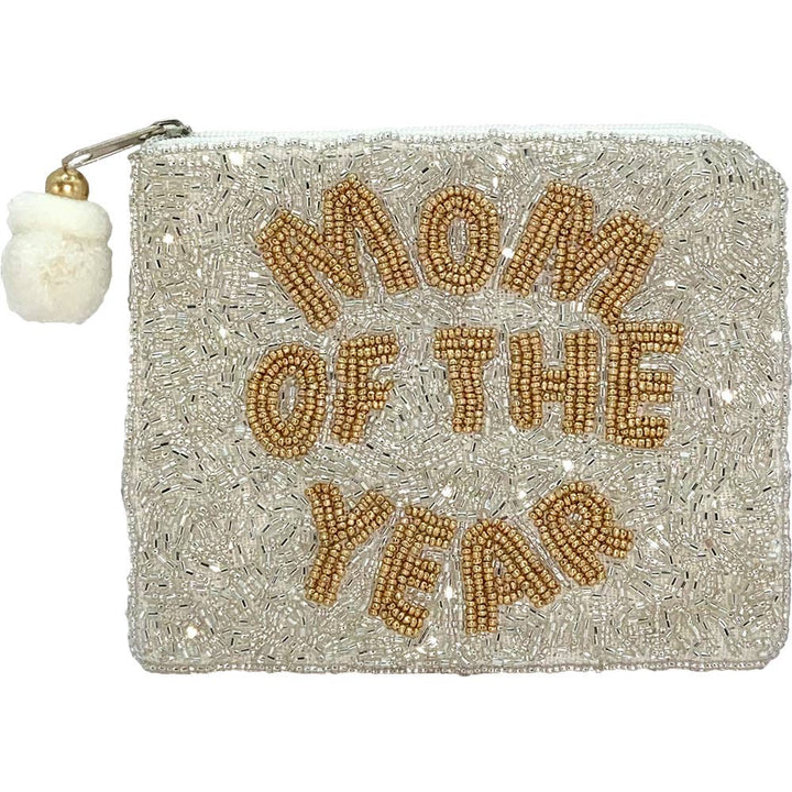 Mom of the Year Beaded Coin Pouch