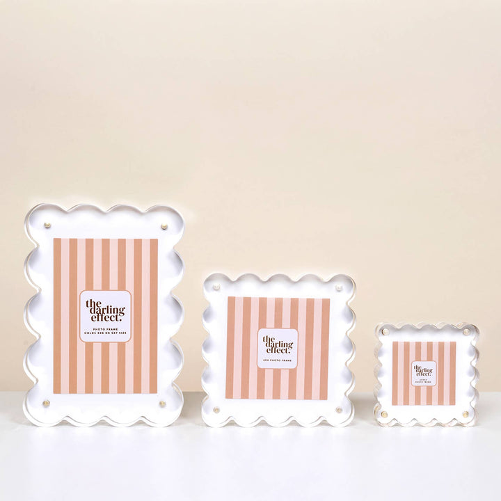 Square Scalloped Acrylic Picture Frame–White