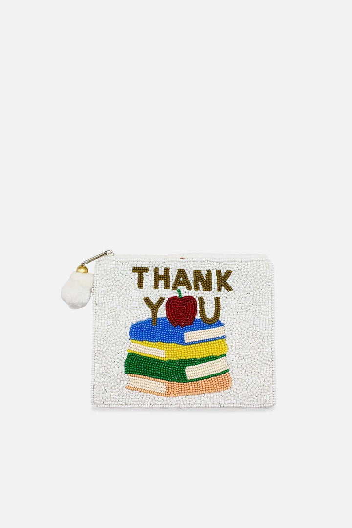 THANK YOU TEACHER BEADED COIN POUCH