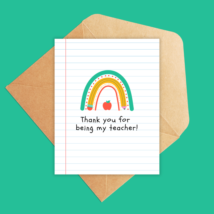 Thank you for being my teacher card