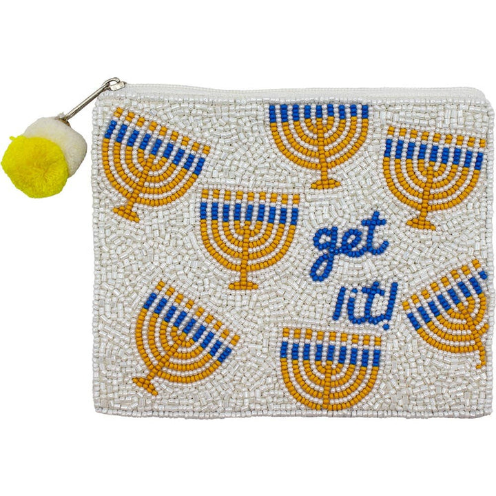 Hannukah Get Lit Beaded Coin Pouch