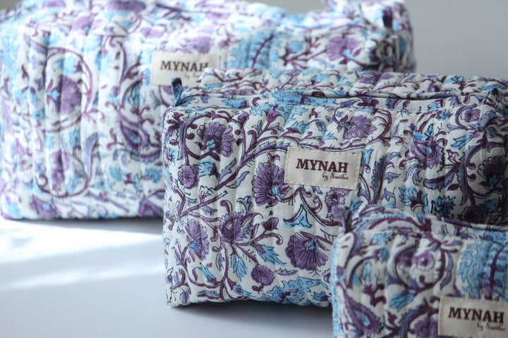 Periwinkle floral makeup bag-Choose from 3 Sizes