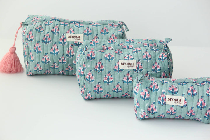 Eucalyptus floral makeup bag