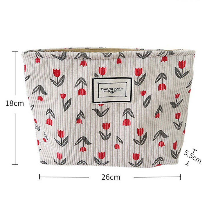Flower Corduroy Makeup Bag
