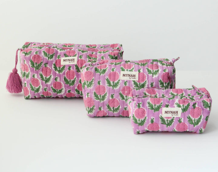 Berry Smoothie block print Makeup Bag- Choose from 3 Sizes