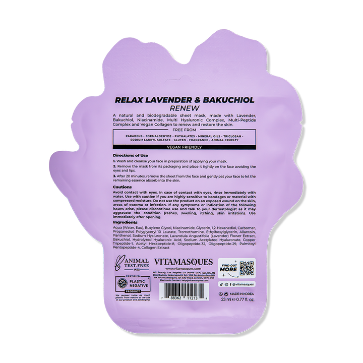 RELAX LAVENDER & BAKUCHIOL FACE SHEET MASK 🪻