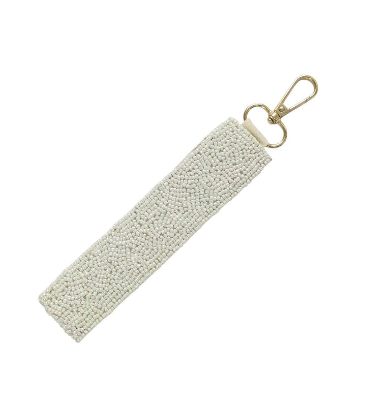 Happy Face Beaded Wristlet Strap Key Chain