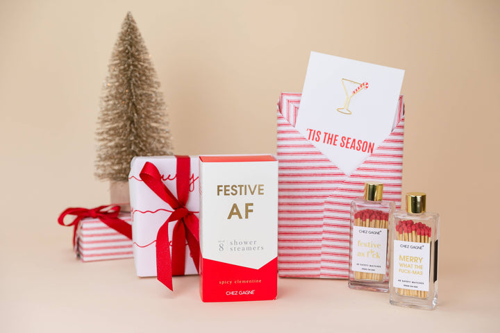 Merry What The Fuck-Mas - Holiday Glass Bottle Safety Matches - Red