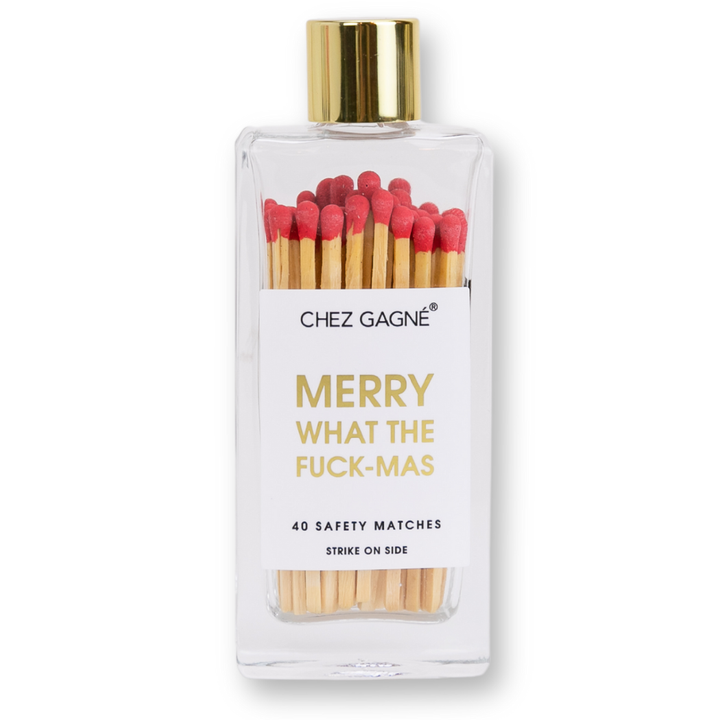 Merry What The Fuck-Mas - Holiday Glass Bottle Safety Matches - Red