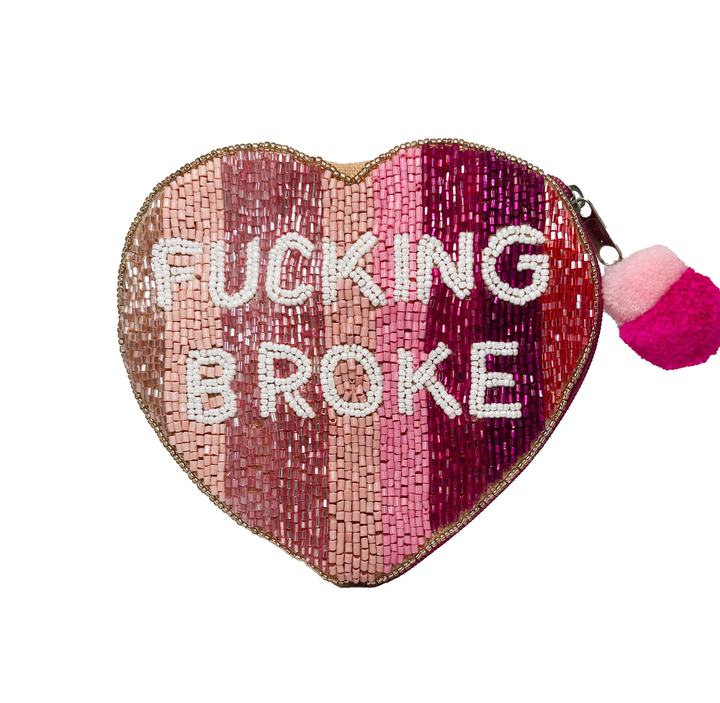 F*Cking Broke Beaded Coin Pouch