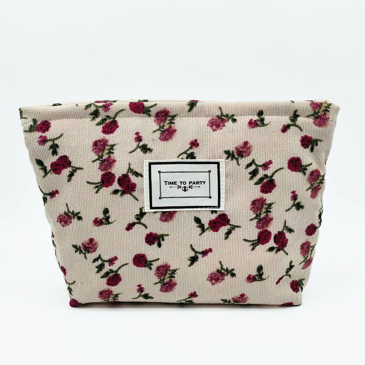Corduroy Flower Pattern Makeup Bag