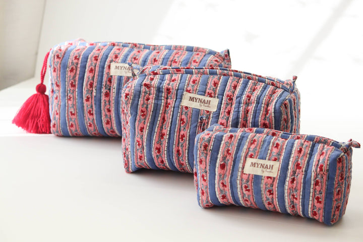 Nantucket stripes print Makeup Bag- Choose from 3 Sizes