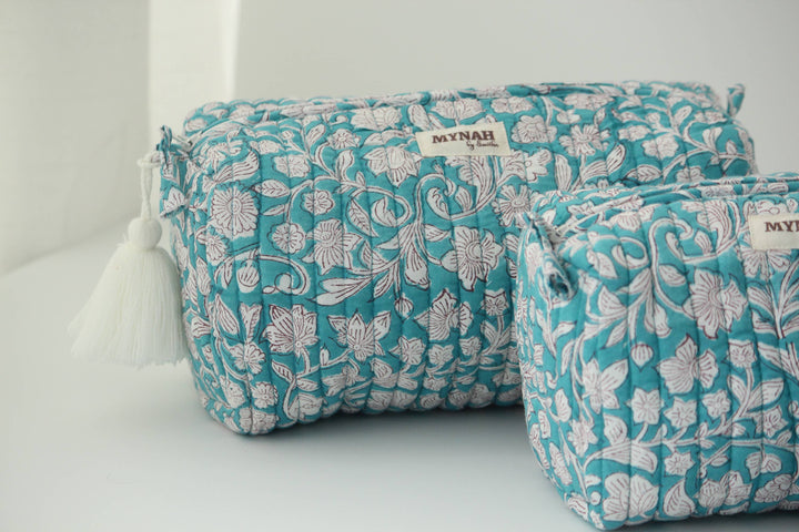 Teal thistle print Makeup Bag